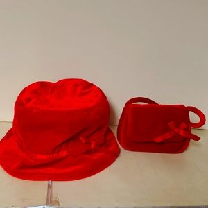 Red Velvet Toddler Hat & Purse